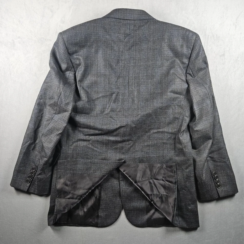 Brooks Brothers Sport Coat Men 42R Grey Blue Glen Plaid 1818 Madison Wool Blazer